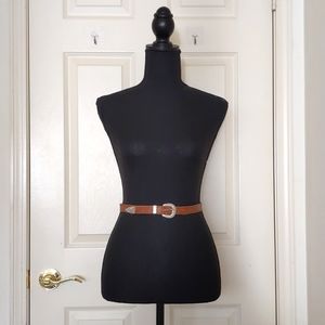 Brown Belt with Silver Buckle.